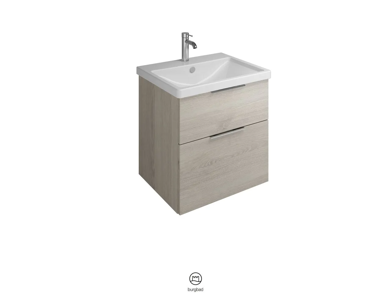 burgbad Badmöbelset Keramik-Waschtisch inkl. Waschtischunterschrank „Eqio“ 63 × 64,5 × 49 cm Stangengriff, Schwarz Matt (140 / 397 mm), in Eiche Dekor Cashmere burgbad Badmöbelset Keramik-Waschtisch inkl. Waschtischunterschrank „Eqio“ 63 × 64,5 × 49 cm Stangengriff, Schwarz Matt (140 / 397 mm), in Eiche Dekor Cashmere