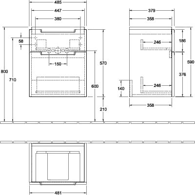 Villeroy & Boch Waschtischunterschrank „Subway 2.0“ 485 × 590 × 379 mm Glossy Grey, für Becken mittig, ohne Beleuchtung Villeroy & Boch Waschtischunterschrank „Subway 2.0“ 485 × 590 × 379 mm Glossy Grey, für Becken mittig, ohne Beleuchtung