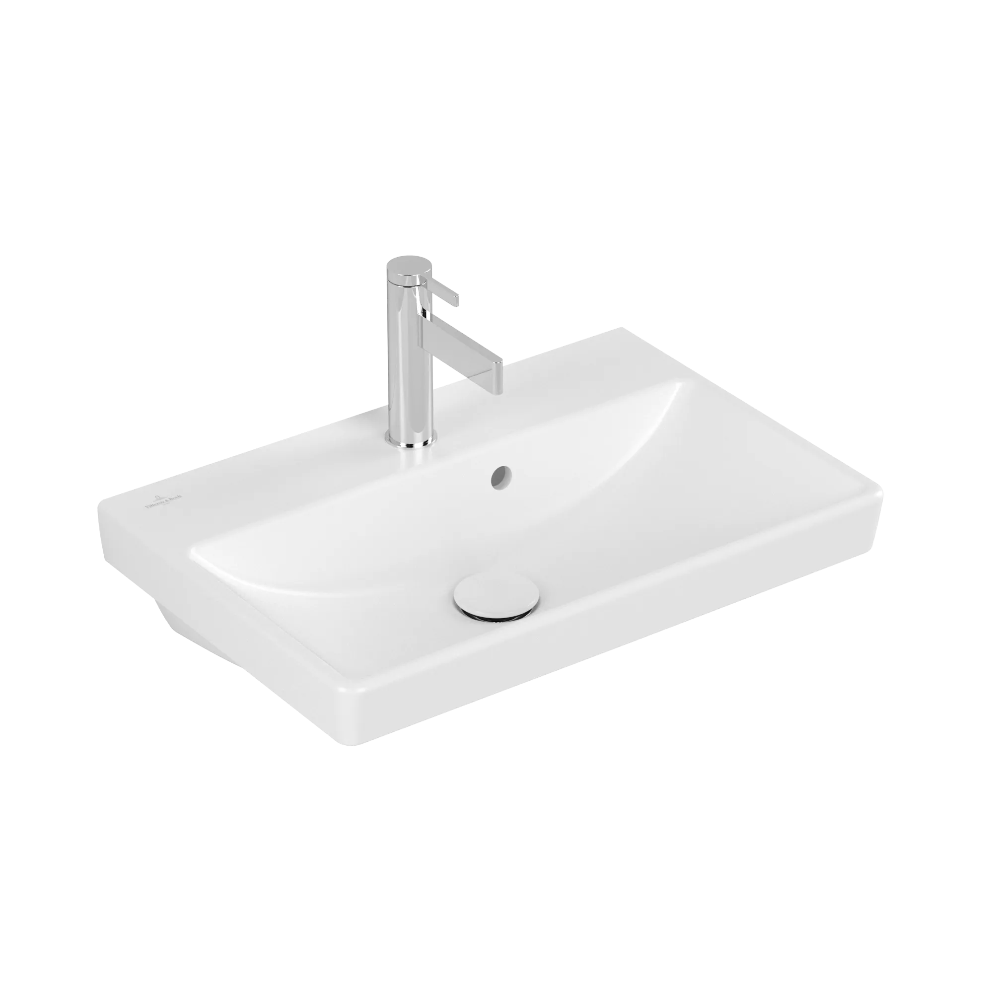 Villeroy & Boch Avento Waschbecken Compact, 550x370x180 mm, Stone White CeramicPlus, Rechteck, glänzend, mit Überlauf, 1-Loch Armatur Villeroy & Boch Avento Waschbecken Compact, 550x370x180 mm, Stone White CeramicPlus, Rechteck, glänzend, mit Überlauf, 1-Loch Armatur
