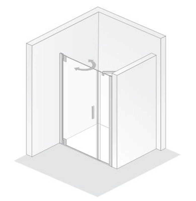 HSK Drehtür mit Nebenteil pendelbar Nische „K2P“ Glas Klar hell, Profile Chromoptik (Alu Hochglanz poliert), Scharniere nicht pendelbar, H: 2000 mm HSK Drehtür mit Nebenteil pendelbar Nische „K2P“ Glas Klar hell, Profile Chromoptik (Alu Hochglanz poliert), Scharniere nicht pendelbar, H: 2000 mm