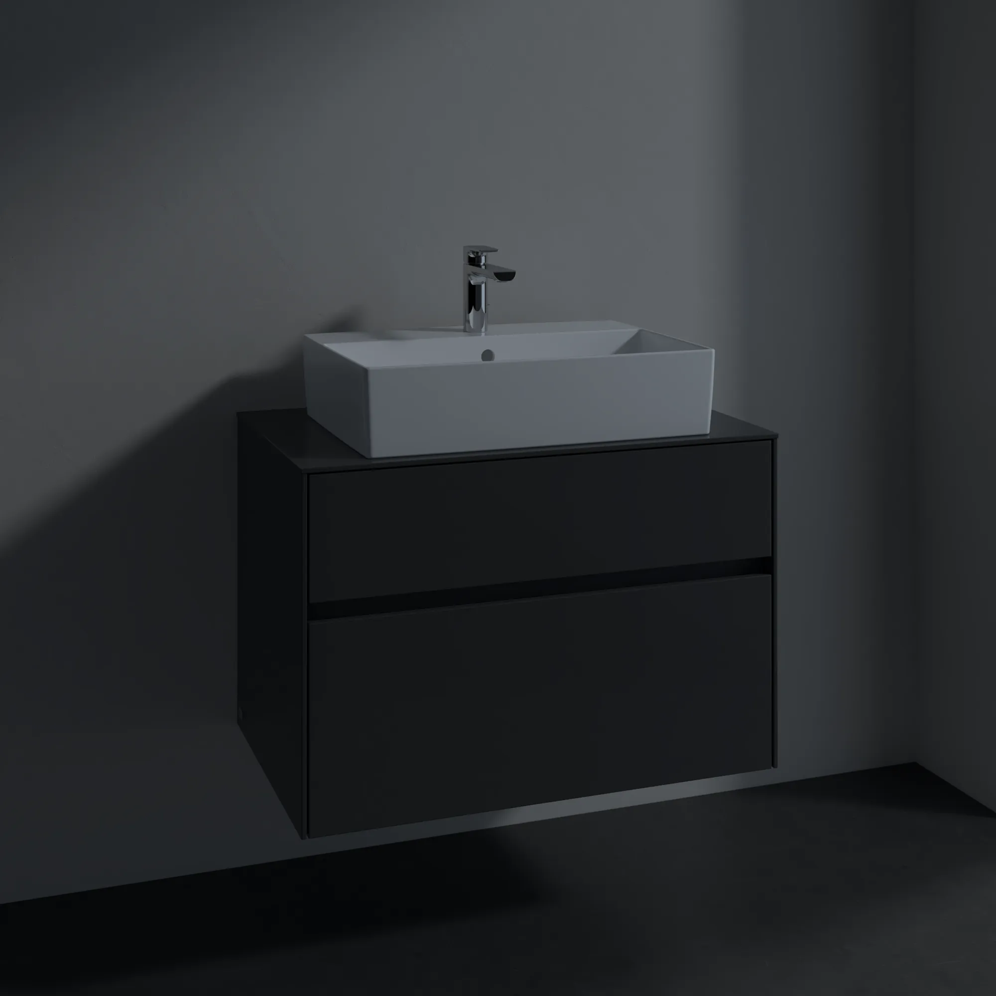 Villeroy & Boch Waschbeckenunterschrank Collaro C12400, Eckig Glossy Grey, 800x548x500mm, 39kg, mit SoftClosing, Wandmontage Villeroy & Boch Waschbeckenunterschrank Collaro C12400, Eckig Glossy Grey, 800x548x500mm, 39kg, mit SoftClosing, Wandmontage