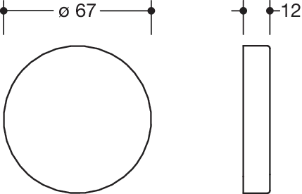 Abdeckung für Montageplatte der mobilen Haltegriffe und Rückenstützen, System 900, zur Verkleidung montierter Montageplatten mittels einfachem Einhängen, Edelstahl, pulverbeschichtet, Durchmesser 70 mm, Tiefe 12 mm, in Farbe DC (Schwarz tiefmatt)