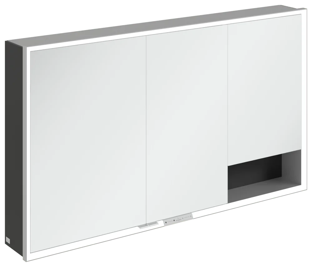 Villeroy & Boch Aufputz-Spiegelschrank My View+ A48113, 1300x750x168mm, mit Beleuchtung, Volcano Black