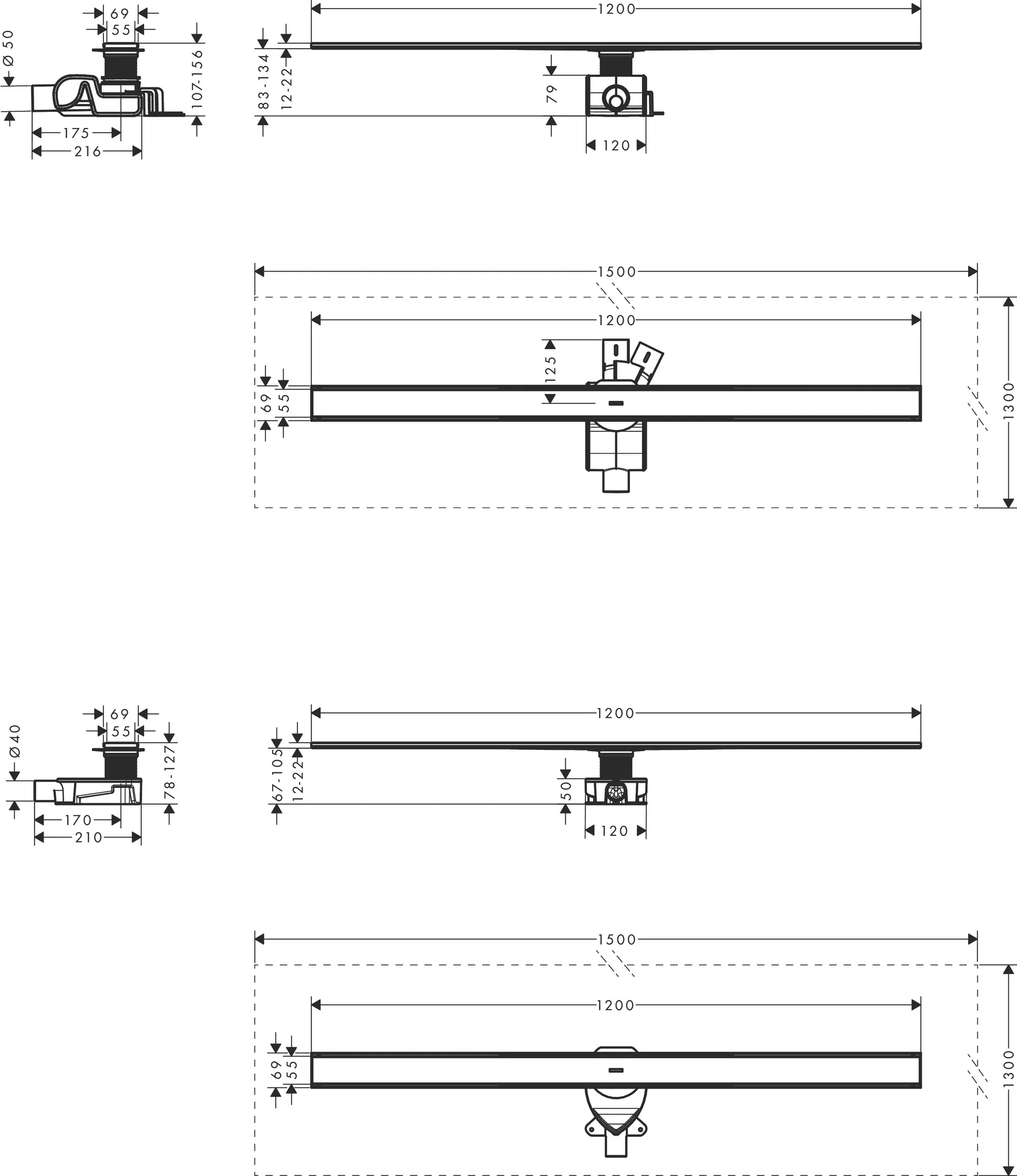RainDrain Allround Komplettset Duschrinne 1200 für Standard-/flache Installation Edelstahl gebürstet RainDrain Allround Komplettset Duschrinne 1200 für Standard-/flache Installation Edelstahl gebürstet