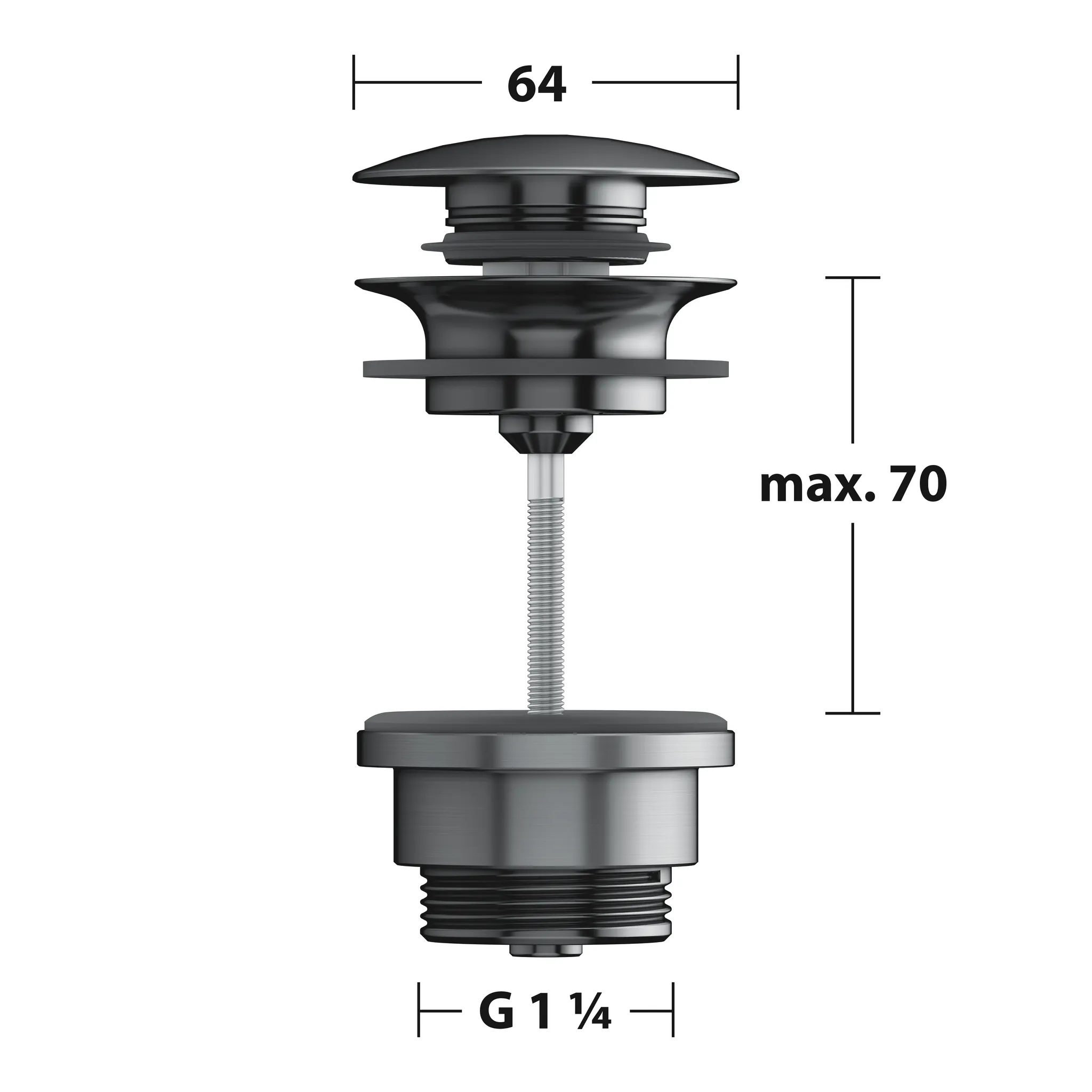 Arm.-Zub. 59902130000 Ablaufgarnitur G 1 1/4 Push-Open Schwarzchrom gebürstet