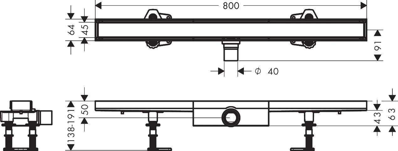 Hansgrohe RainDrain Compact Komplettset Duschrinne 800 befliesbar Hansgrohe RainDrain Compact Komplettset Duschrinne 800 befliesbar