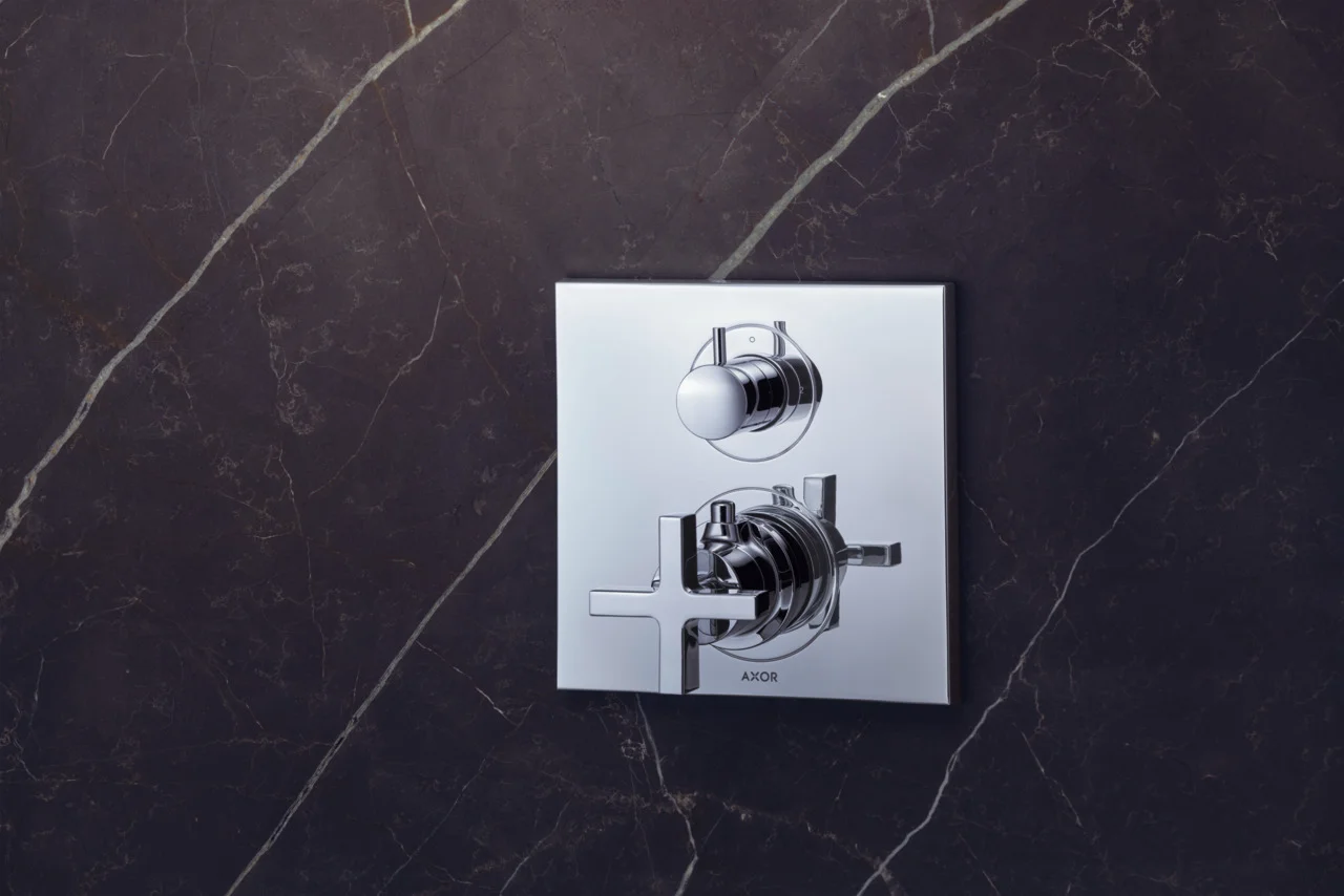 Hansgrohe AXOR Citterio Thermostat Unterputz F-Set mit Ab- und Umstellventil, Chrom, 2 Verbraucher, max. Durchfluss 29 l/min, einstellbare Temperaturbegrenzung, Schalldämpfer, Anschluss Grundkörper