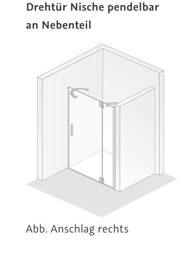 HSK Drehtür an Nebenteil pendelbar für Nische „K2P“ Glas Klar hell, Profile Chromoptik (Alu Hochglanz poliert), Scharniere nicht pendelbar, H: 2000 mm HSK Drehtür an Nebenteil pendelbar für Nische „K2P“ Glas Klar hell, Profile Chromoptik (Alu Hochglanz poliert), Scharniere nicht pendelbar, H: 2000 mm