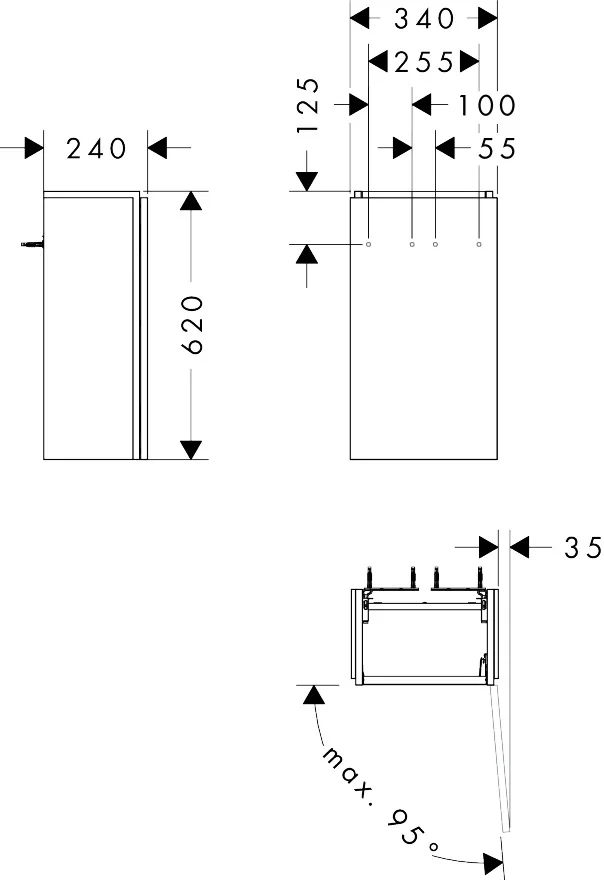 Hansgrohe Waschtischunterschrank Xilesa E Sandbeige Matt, 340x240 mm, mit Türanschlag rechts und SoftClose-Funktion
