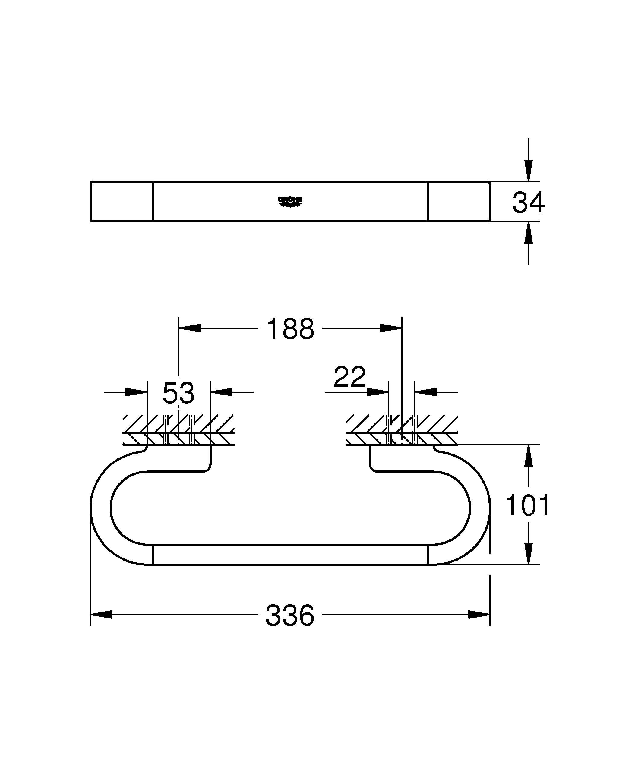 Wannengriff Selection 41064, 300mm, chrom