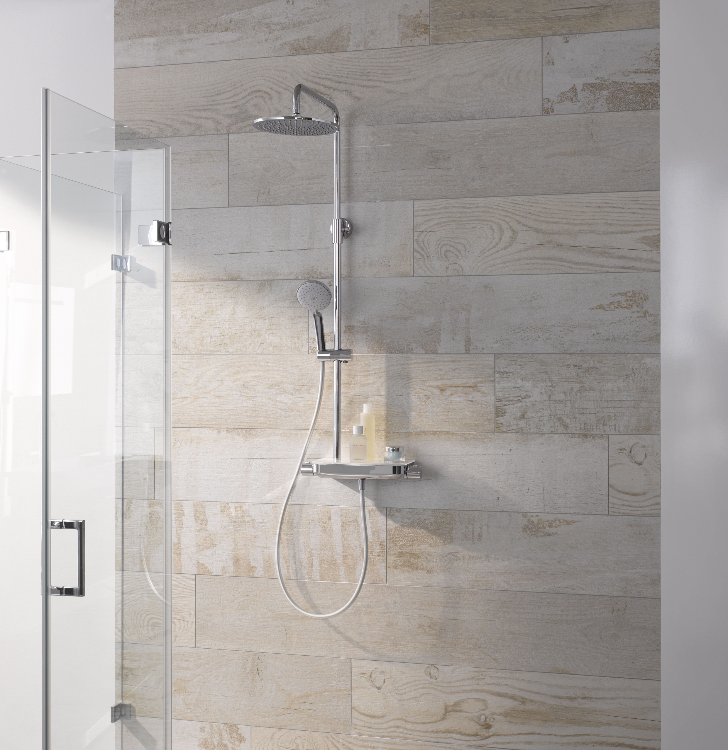 HSK Shower-Set Duschthermostat mit Ablage „RS 200 AquaTray“ in weiß / chrom