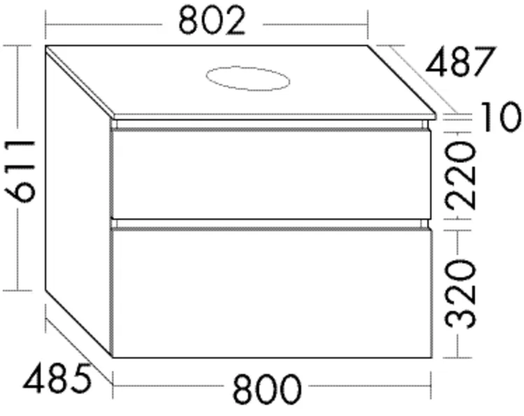 burgbad Waschtischunterschrank „Lin20“ 842 × 651 × 527 mm in Frassino Dekor Cappuccino