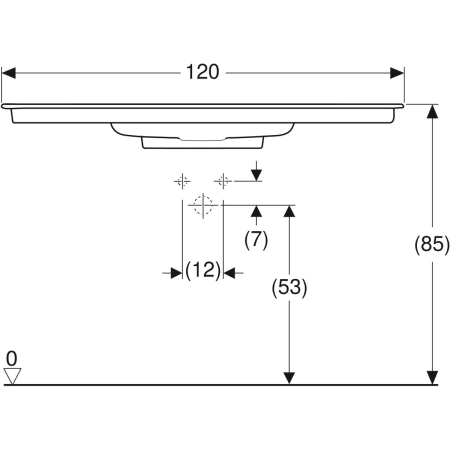 Schrankwaschtisch „One“ mit horizontalem Ablauf 120 × 48 cm in weiß alpin mit KeraTect®