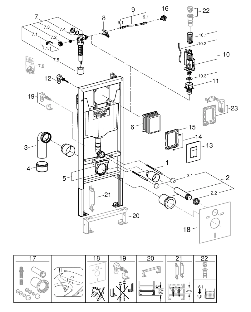 Grohe Rapid SL 3-in-1 Set WC, 1,13 m Bauhöhe, Skate Cosmopolitan chrom Grohe Rapid SL 3-in-1 Set WC, 1,13 m Bauhöhe, Skate Cosmopolitan chrom