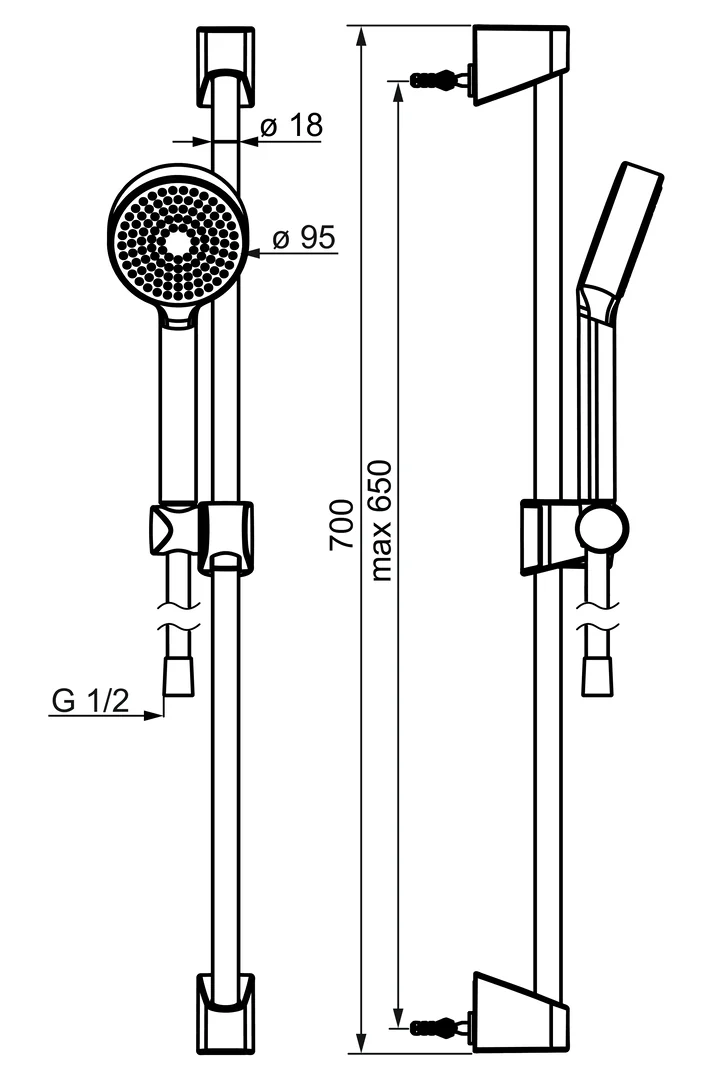 HansaBASICJET Wandstangen-Brausenset Hansabasicjet 2017 Chrom 1-strahlig
