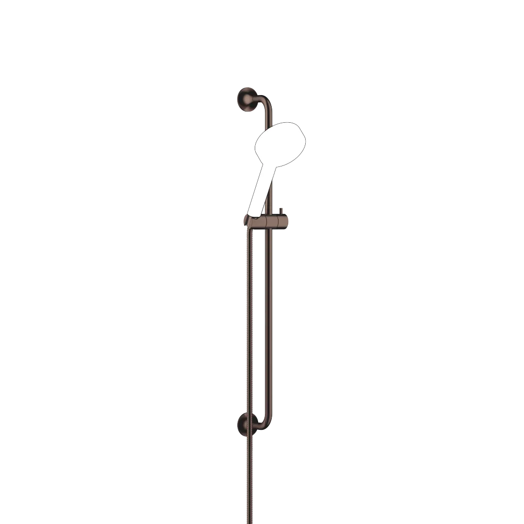 Dornbracht Duschgarnitur VAIA Serie Dark Bronze gebürstet PVD, Stichmaß 800 mm, Rosette Ø 60 mm, Metallbrauseschlauch 1700 mm mit Verdrehschutz