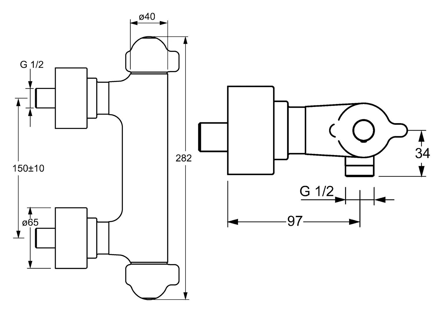 HansaMEDIPRO Duscharmatur Wandmontage Thermostat Chrom DN15