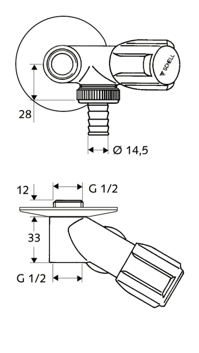 NA-Ventil COMFORT, RFV, DN 15 G 1/2 AG, Schlauchverschraubung Ø 14,5 mm (DN 20 G 3/4 AG), DN 15 G 1/2 IG, chrom