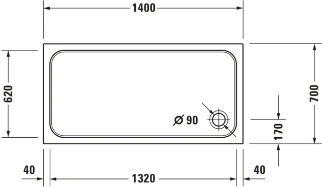 Duravit rechteck Duschwanne „D-Code“ 140 × 70 cm 