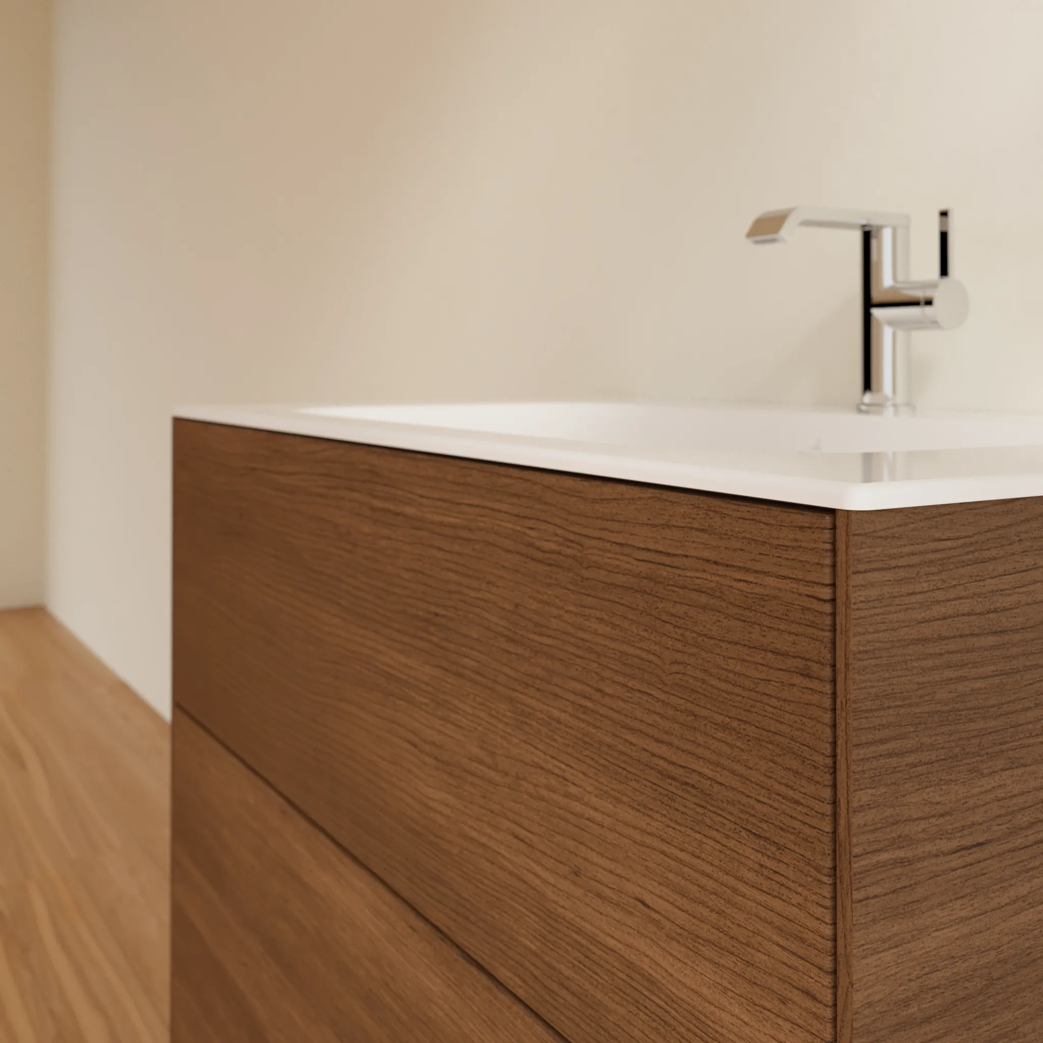 Villeroy & Boch Waschtischunterschrank „Finion“ für Schrankwaschtisch 796 × 591 × 498 mm Walnut Veneer, für Becken mittig Villeroy & Boch Waschtischunterschrank „Finion“ für Schrankwaschtisch 796 × 591 × 498 mm Walnut Veneer, für Becken mittig