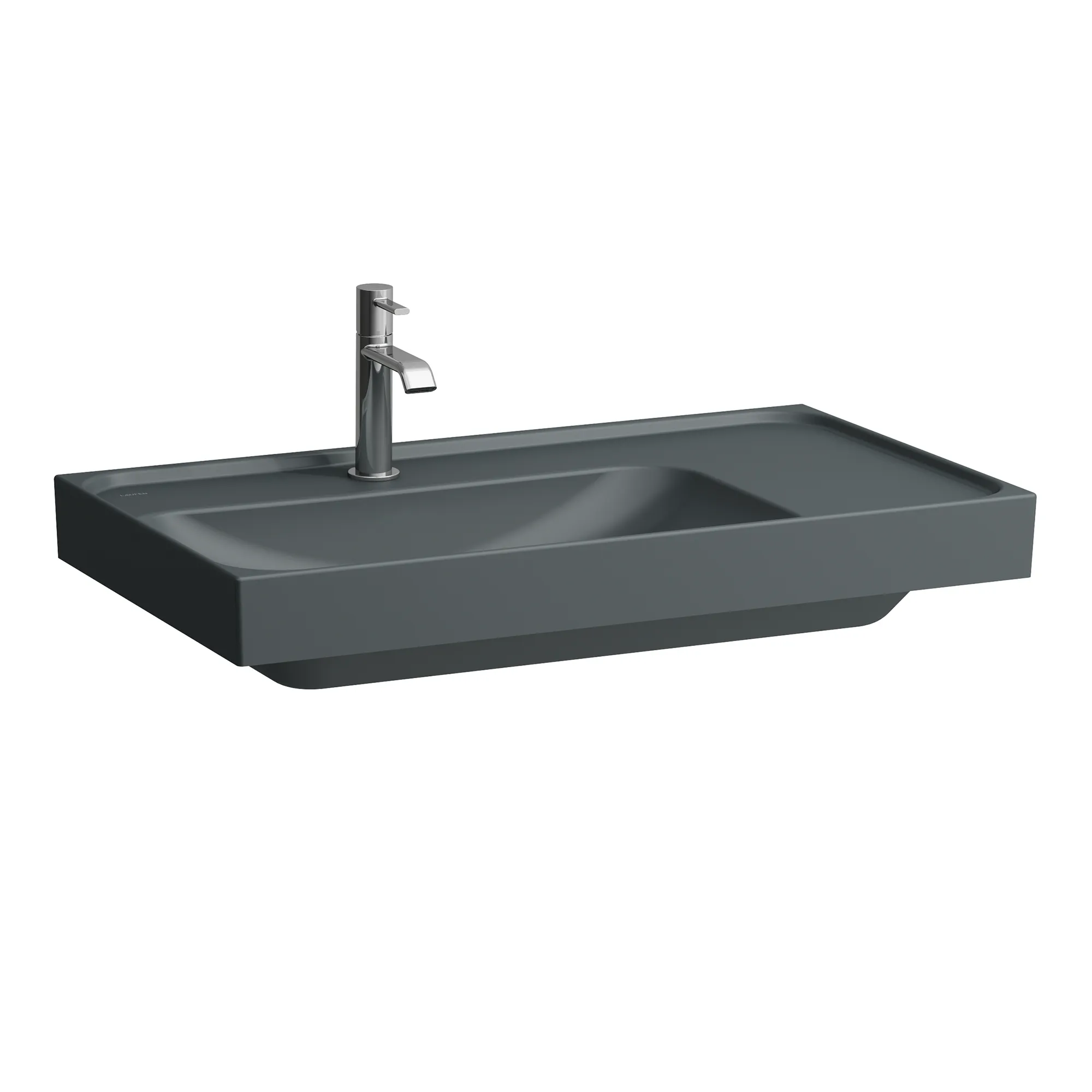 Waschtisch, MEDA, 460x800x160, Ablage rechts, 1 Hahnloch mit Überlauf, weiß