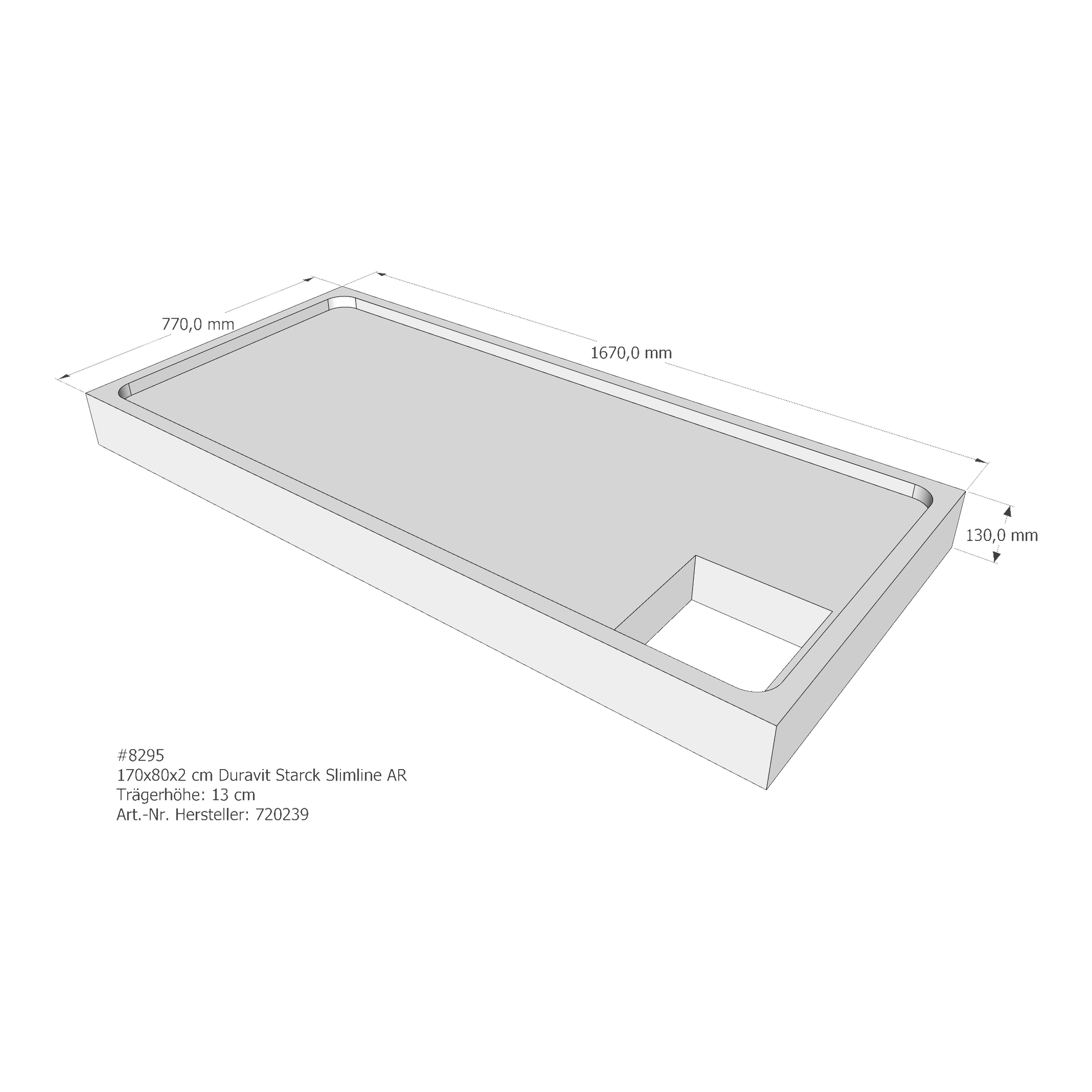 Duschwannenträger für Duravit Starck Slimline 170 × 80 × 2 cm Breite: 80 cm / Länge: 170 cm Duschwannenträger für Duravit Starck Slimline 170 × 80 × 2 cm Breite: 80 cm / Länge: 170 cm