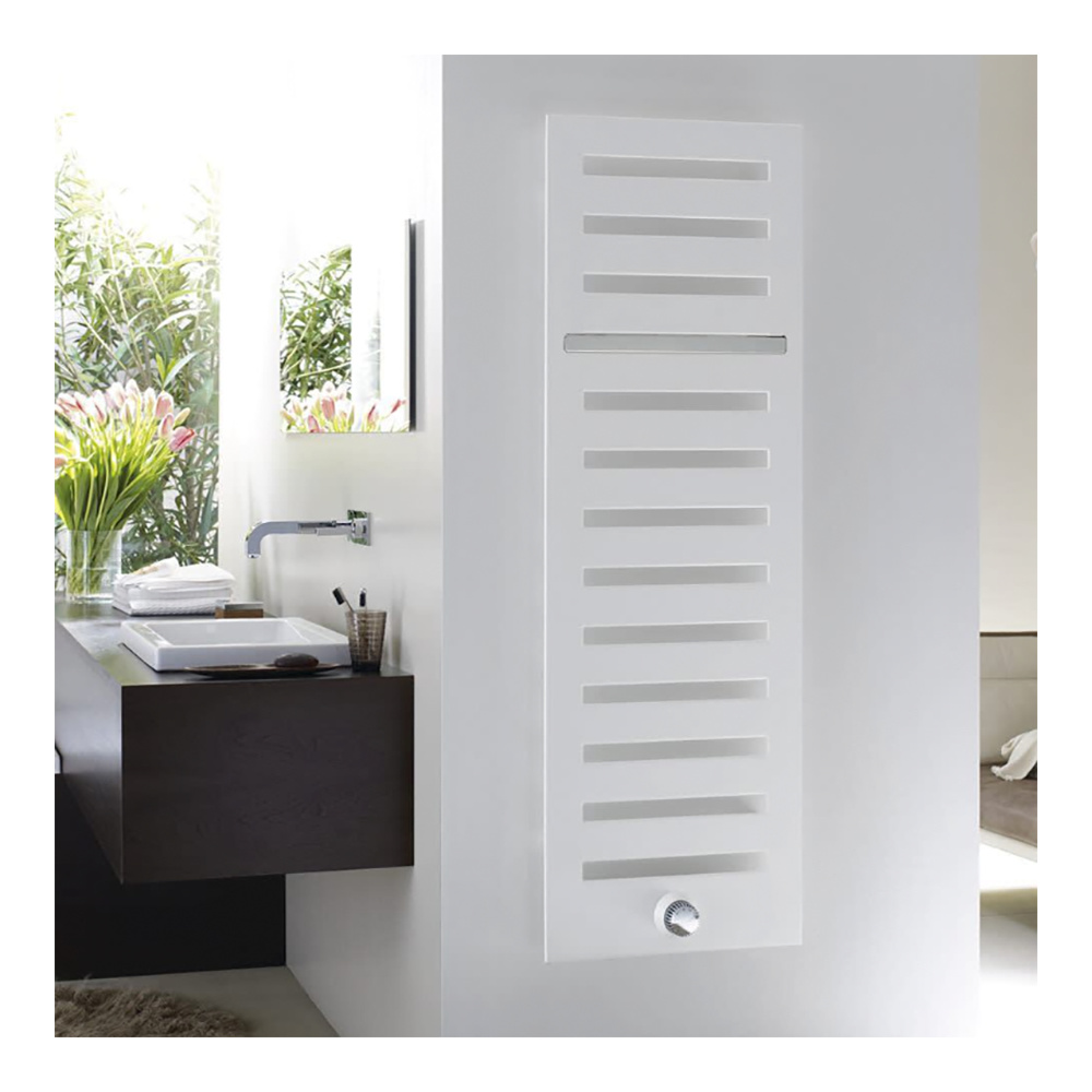 Zehnder Design-Handtuchwärmer „Metropolitan Bar“ mit Heizstab IHE 40 × 80,5 cm in Verkehrsweiß (RAL 9016, glänzend)