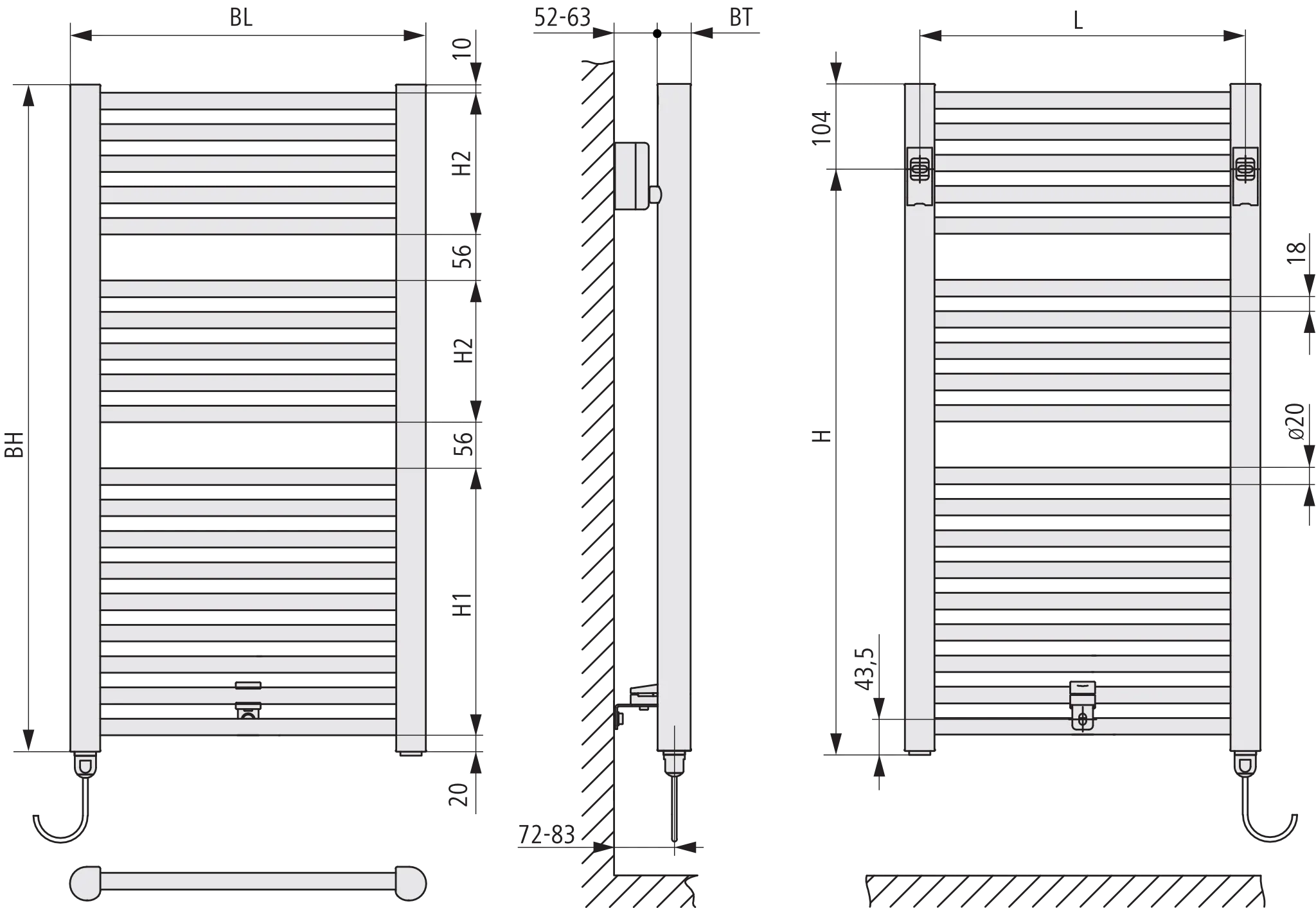 Kermi Design-Elektroheizkörper „Geneo® circle-E“ 43,1 × 81 cm in Weiß