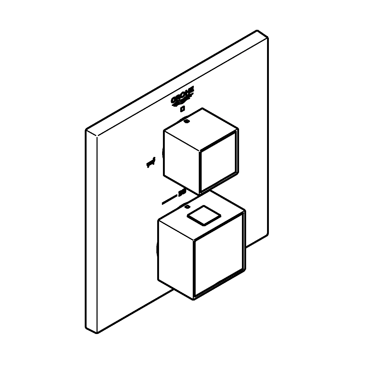 Thermostat-Wannenbatterie Grohtherm Cube 24155, mit integrierter 2-Wege-Umstellung, Fertigmontageset für Rapido SmartBox, chrom