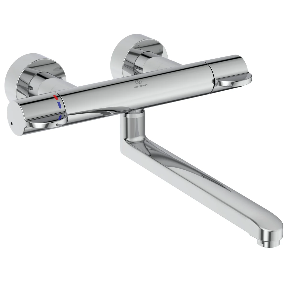 Ideal Standard Ceraplus Safe Wand-Waschtischthermostat Chrom, Ausladung 380 mm, thermische Desinfektion und absperrbare S-Anschlüsse