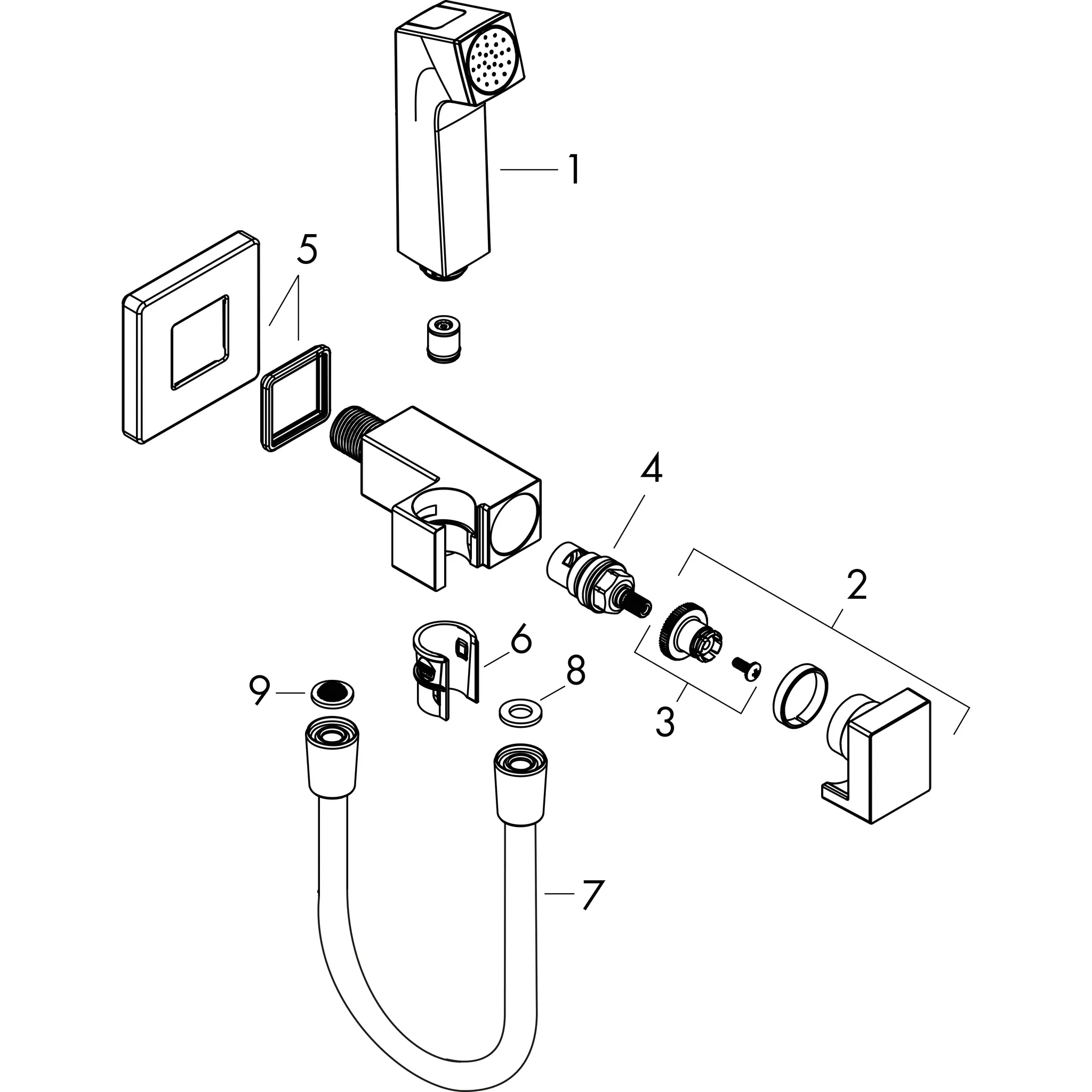 Hansgrohe Bidette Handbrause EcoSmart für Kaltwasser, Brushed Black Chrome, Brauseschlauch 1.250 mm, Anschluss G 1/2 Hansgrohe Bidette Handbrause EcoSmart für Kaltwasser, Brushed Black Chrome, Brauseschlauch 1.250 mm, Anschluss G 1/2