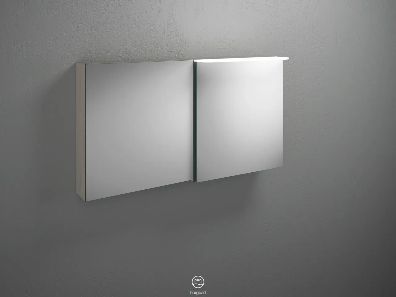 Burgbad Spiegelschrank Badu SFTV120, 310x1200x665 mm, LED-Aufsatzleuchte 4200 K, beidseitig verspiegelt