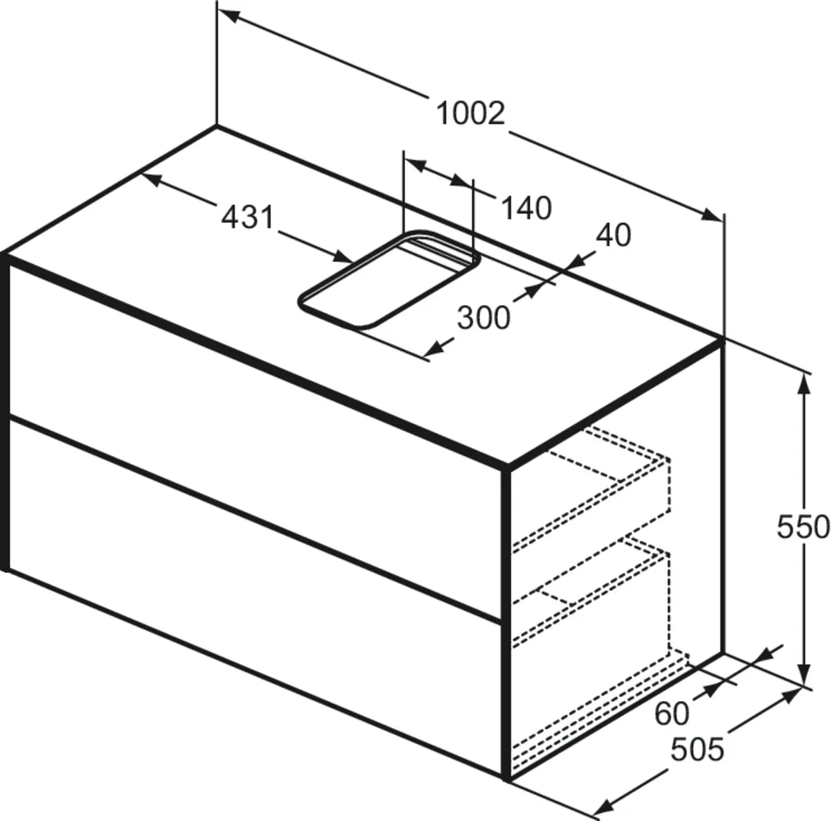 Ideal Standard Waschtischunterschrank „Conca“ 100,2 × 55 × 50,5 cm Walnuss dunkel Furnier Ideal Standard Waschtischunterschrank „Conca“ 100,2 × 55 × 50,5 cm Walnuss dunkel Furnier