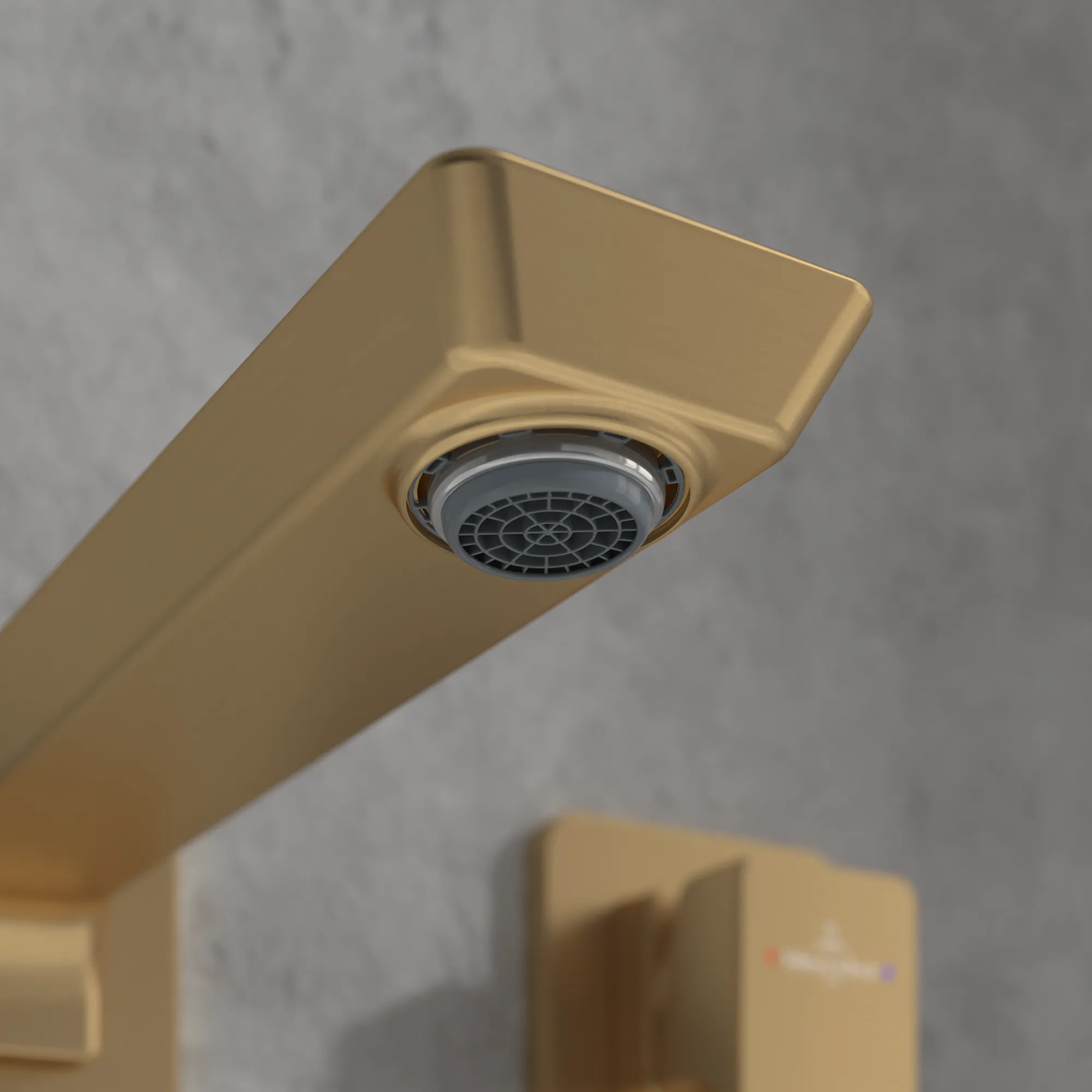 Villeroy & Boch Einhebel-Waschtischarmatur Subway 3.0, eckig, Brushed Gold, 115 mm Höhe, 225 x 215 mm, mit AirPlus und AquaSmart Technologie