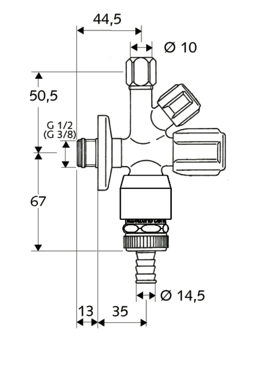 Kombi-Eckventil COMFORT, RFV im Abgang Geräteanschluss, RB im Abgang Geräteanschluss, DN 10 G 3/8 AG mit ASAG easy, Ø 10 mm (DN 10 G 3/8 AG), Schlauchverschraubung Ø 14,5 mm (DN 20 G 3/4 AG), chrom Kombi-Eckventil COMFORT, RFV im Abgang Geräteanschluss, RB im Abgang Geräteanschluss, DN 10 G 3/8 AG mit ASAG easy, Ø 10 mm (DN 10 G 3/8 AG), Schlauchverschraubung Ø 14,5 mm (DN 20 G 3/4 AG), chrom