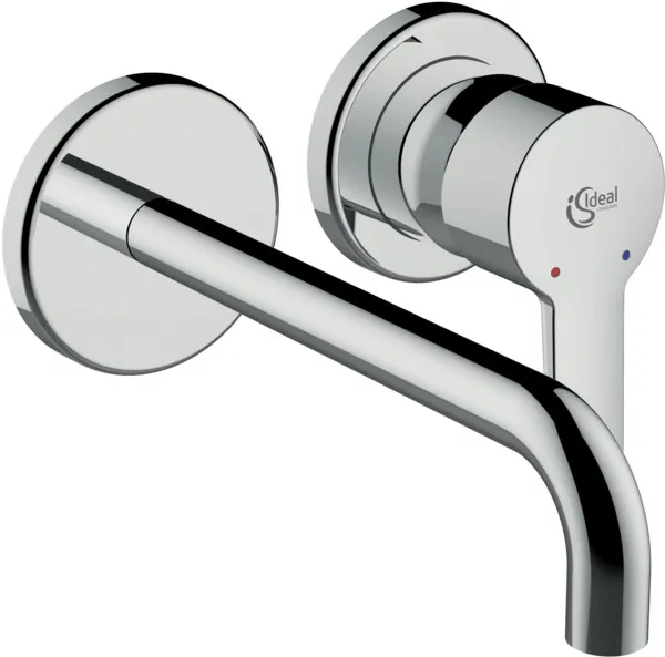 Wand-Waschtischarmatur ConnectBlue, Bausatz2, 2 Rosetten Durchmesser: 83mm, Ausladung 204mm, Chrom Wand-Waschtischarmatur ConnectBlue, Bausatz2, 2 Rosetten Durchmesser: 83mm, Ausladung 204mm, Chrom