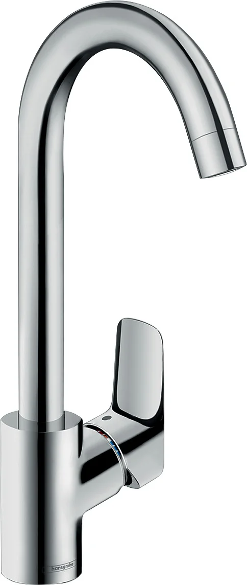 Hansgrohe Logis M31 Einhebel-Küchenmischer 260, Chrom, 1-Jet, Schwenkbereich einstellbar auf 110°, 150° oder 360°, Normalstrahl, max. Durchflussmenge 12 l/min bei 3 bar