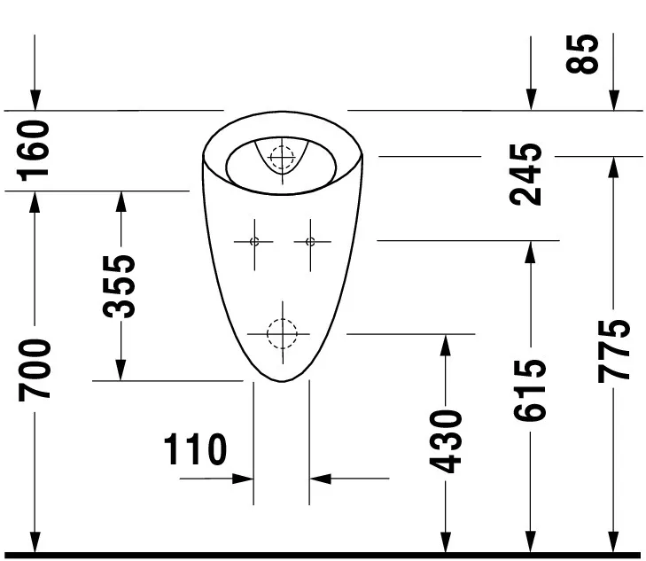 Urinal Starck 1, Zu- und Ablauf verdeckt absaugend, ohne Deckel, ohne Fliege, weiß Urinal Starck 1, Zu- und Ablauf verdeckt absaugend, ohne Deckel, ohne Fliege, weiß