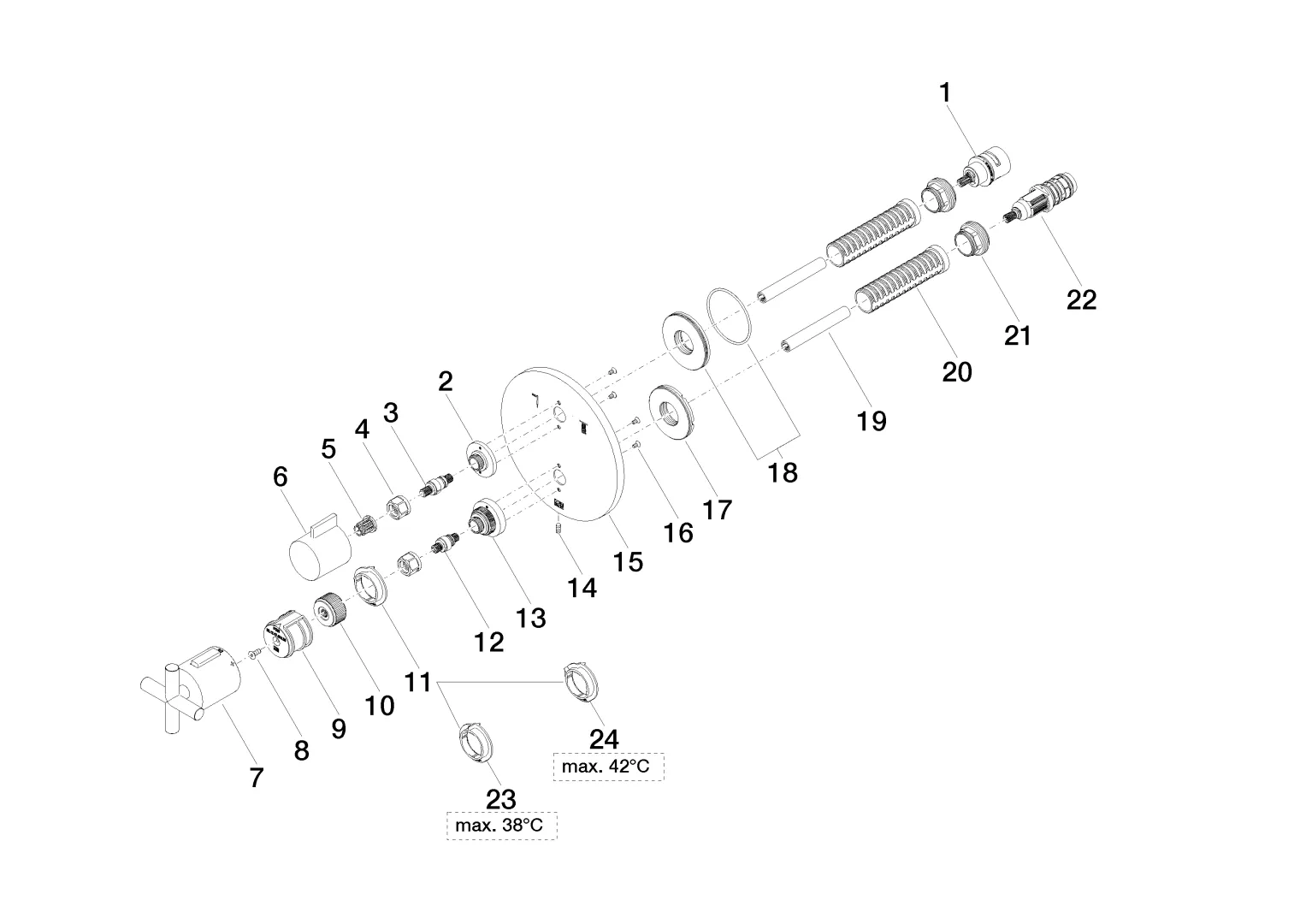 Dornbracht Tara UP-Thermostat mit Zweiwege-Mengenregulierung Chrom Dornbracht Tara UP-Thermostat mit Zweiwege-Mengenregulierung Chrom