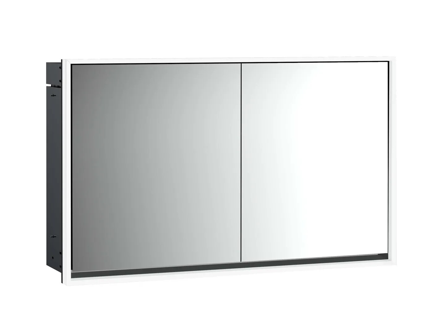 LED-Lichtspiegelschrank Loft Unterputz, 1300 mm, 2-türig schwarz LED-Lichtspiegelschrank Loft Unterputz, 1300 mm, 2-türig schwarz