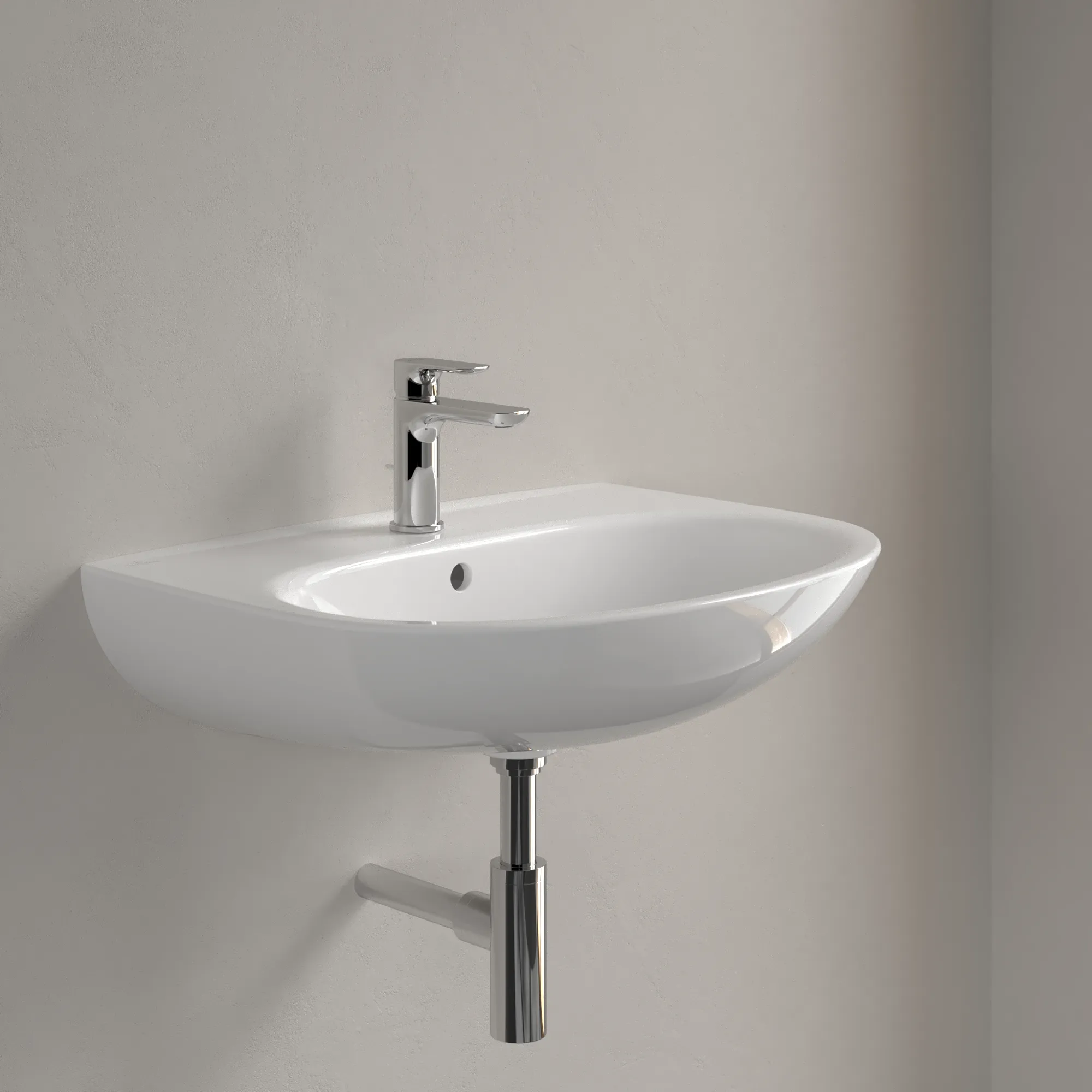 Villeroy & Boch Wandwaschtisch „O.novo“ 650 × 480 × 180 mm, für Becken mittig, Hahnlochposition mittig in Weiß Alpin