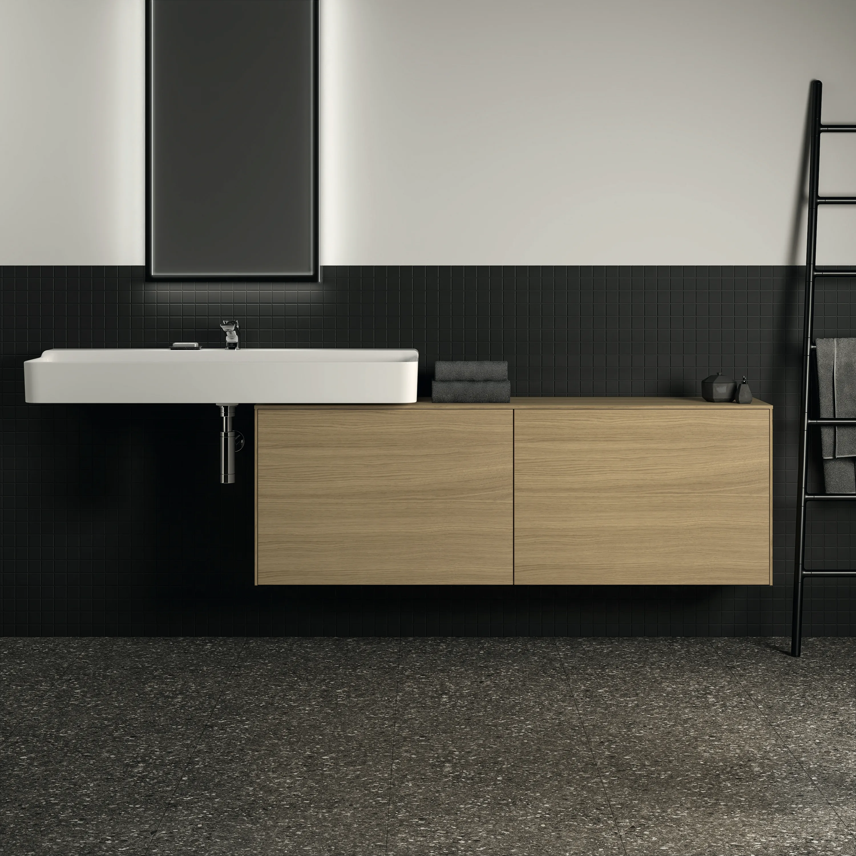 Ideal Standard Waschtischunterschrank „Conca“ 158,7 × 55 × 37,3 cm Eiche hell Furnier Ideal Standard Waschtischunterschrank „Conca“ 158,7 × 55 × 37,3 cm Eiche hell Furnier