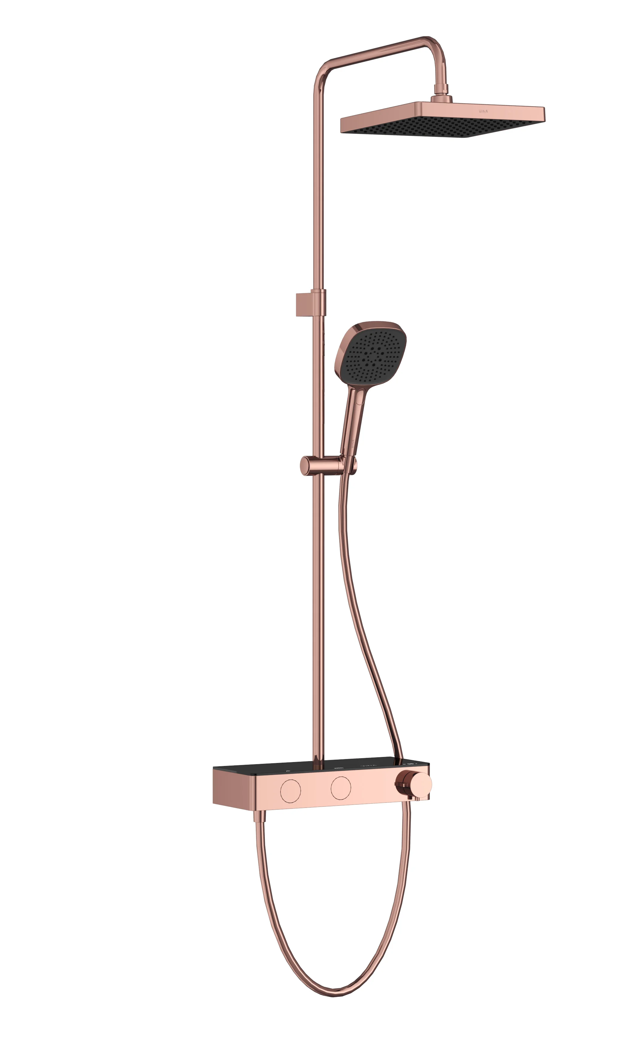 Core Square Thermostat-Duschsystem mit Kopf- und Handbrause Wandmontage Kupfer Soft Core Square Thermostat-Duschsystem mit Kopf- und Handbrause Wandmontage Kupfer Soft