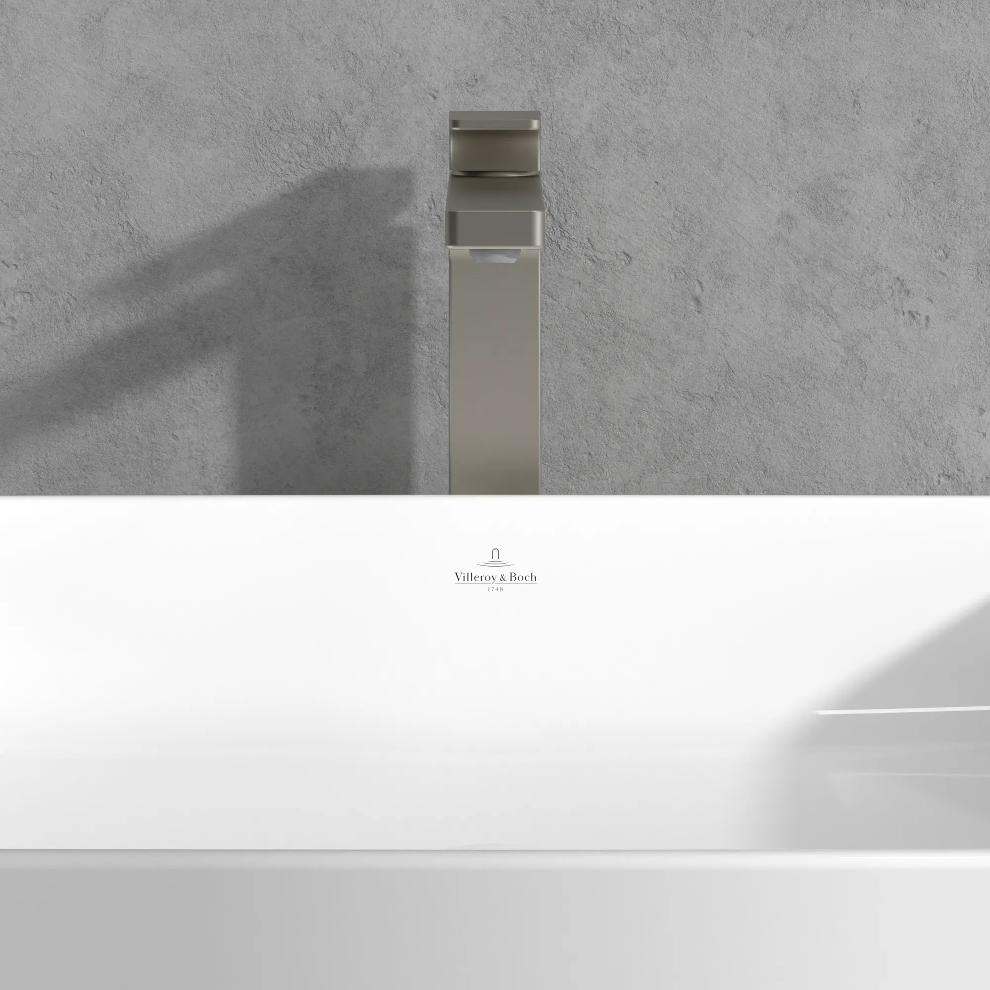 Villeroy & Boch Architectura Square Einhebel-Waschtischarmatur erhöhter Montage, Brushed Nickel Matt, 306 mm Höhe, 50 x 211 mm Maße Villeroy & Boch Architectura Square Einhebel-Waschtischarmatur erhöhter Montage, Brushed Nickel Matt, 306 mm Höhe, 50 x 211 mm Maße