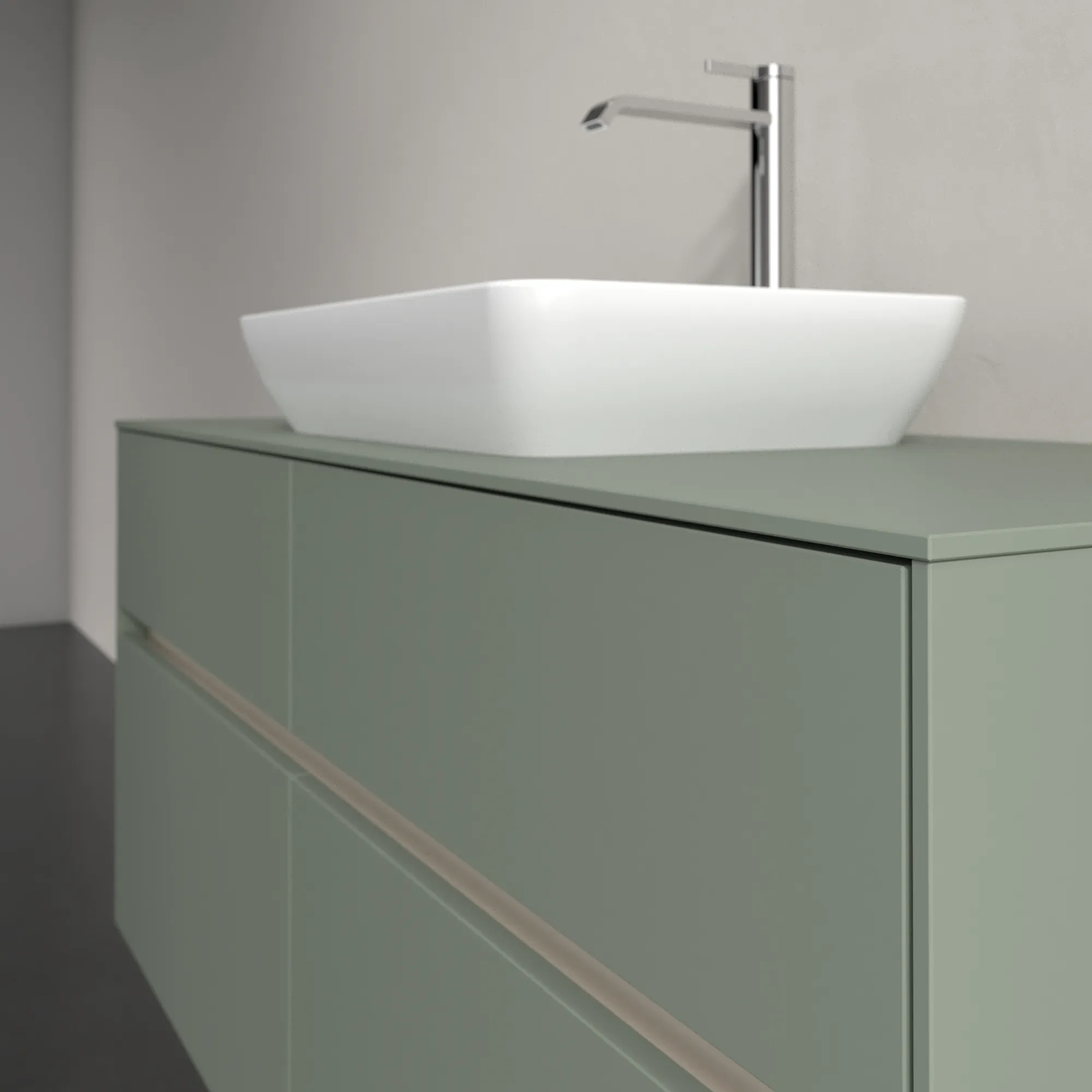 Villeroy & Boch Waschtischunterschrank „Collaro“ 1200 × 548 × 500 mm Soft Green, ohne Beleuchtung, für Becken mittig Villeroy & Boch Waschtischunterschrank „Collaro“ 1200 × 548 × 500 mm Soft Green, ohne Beleuchtung, für Becken mittig