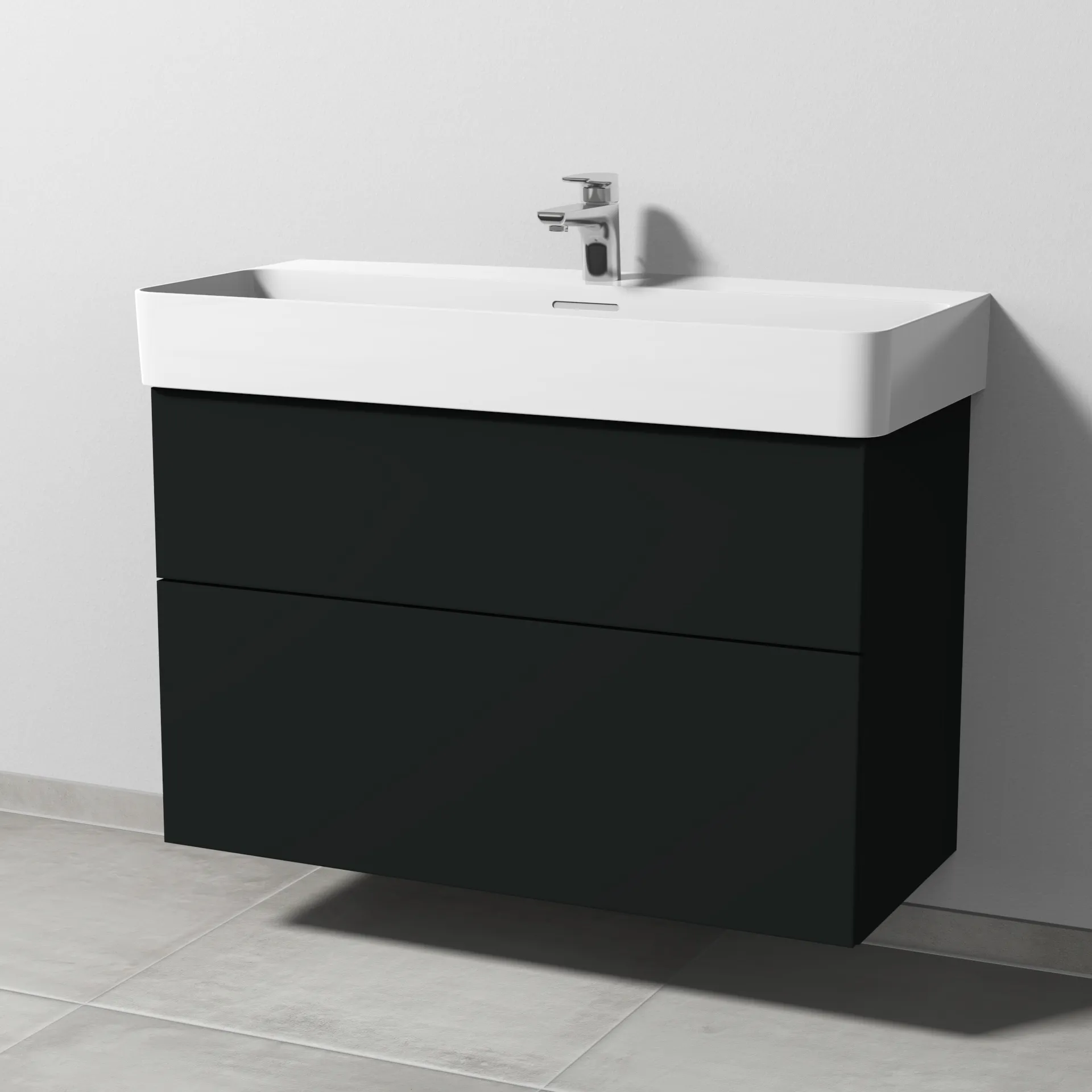 Sanipa Waschtischunterschrank „3way“ passend zu Keramik-Waschtische VAL von Laufen 910 × 588 × 397 mm in Vulkan (matt)