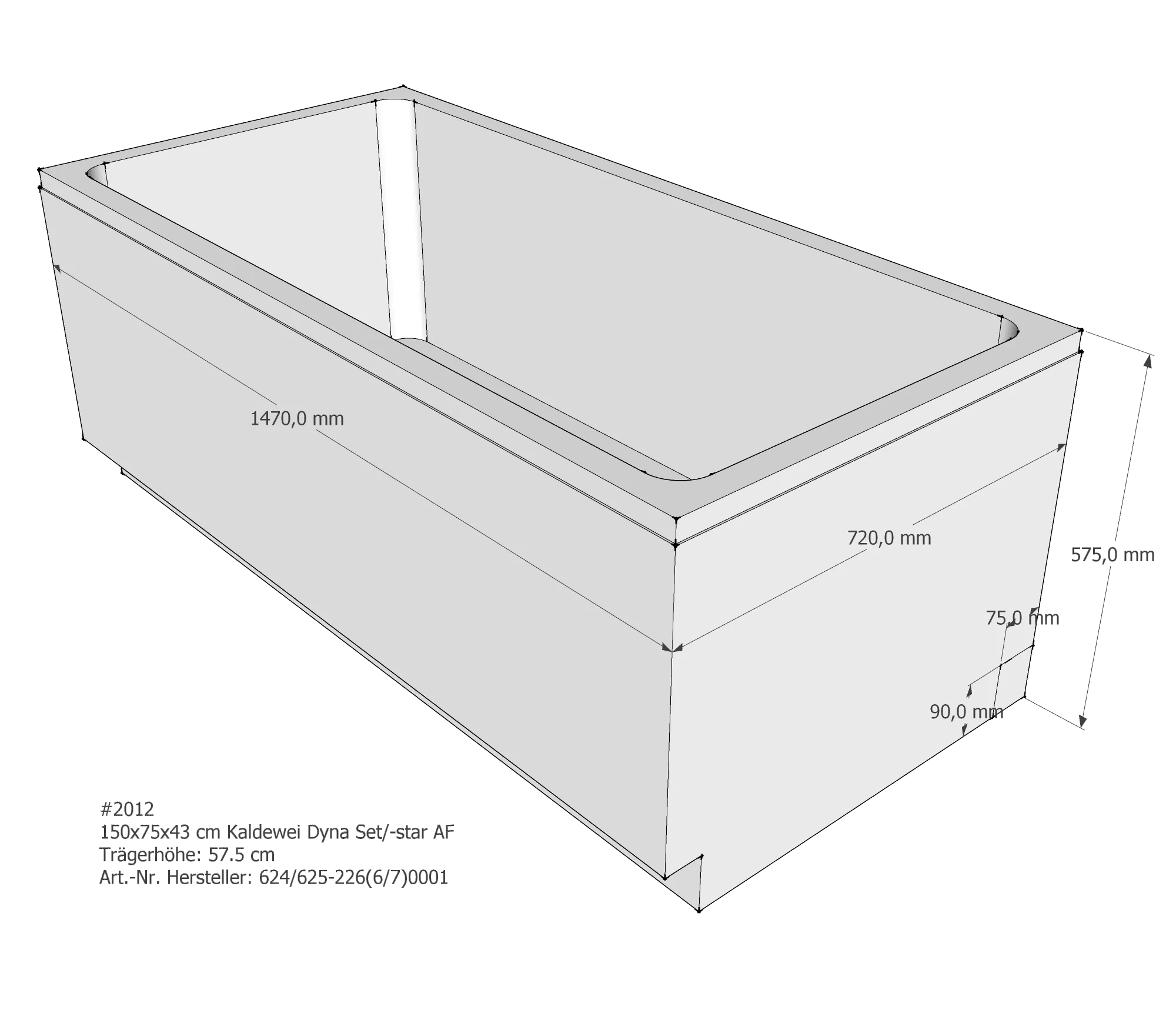 Badewannenträger für Kaldewei Dyna Set 150 × 75 × 43 cm Badewannenträger für Kaldewei Dyna Set 150 × 75 × 43 cm
