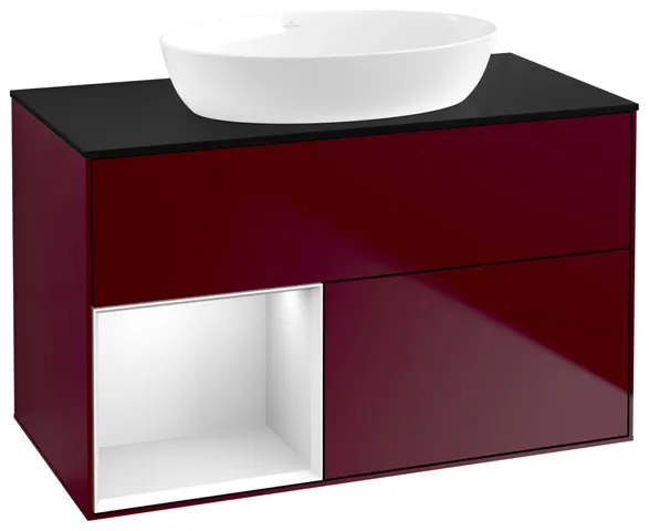Villeroy & Boch Waschtischunterschrank „Finion“ für Schrankwaschtisch 1000 × 603 × 501 mm Peony Matt Lacquer, für Becken mittig, ohne Hahnlochbohrung