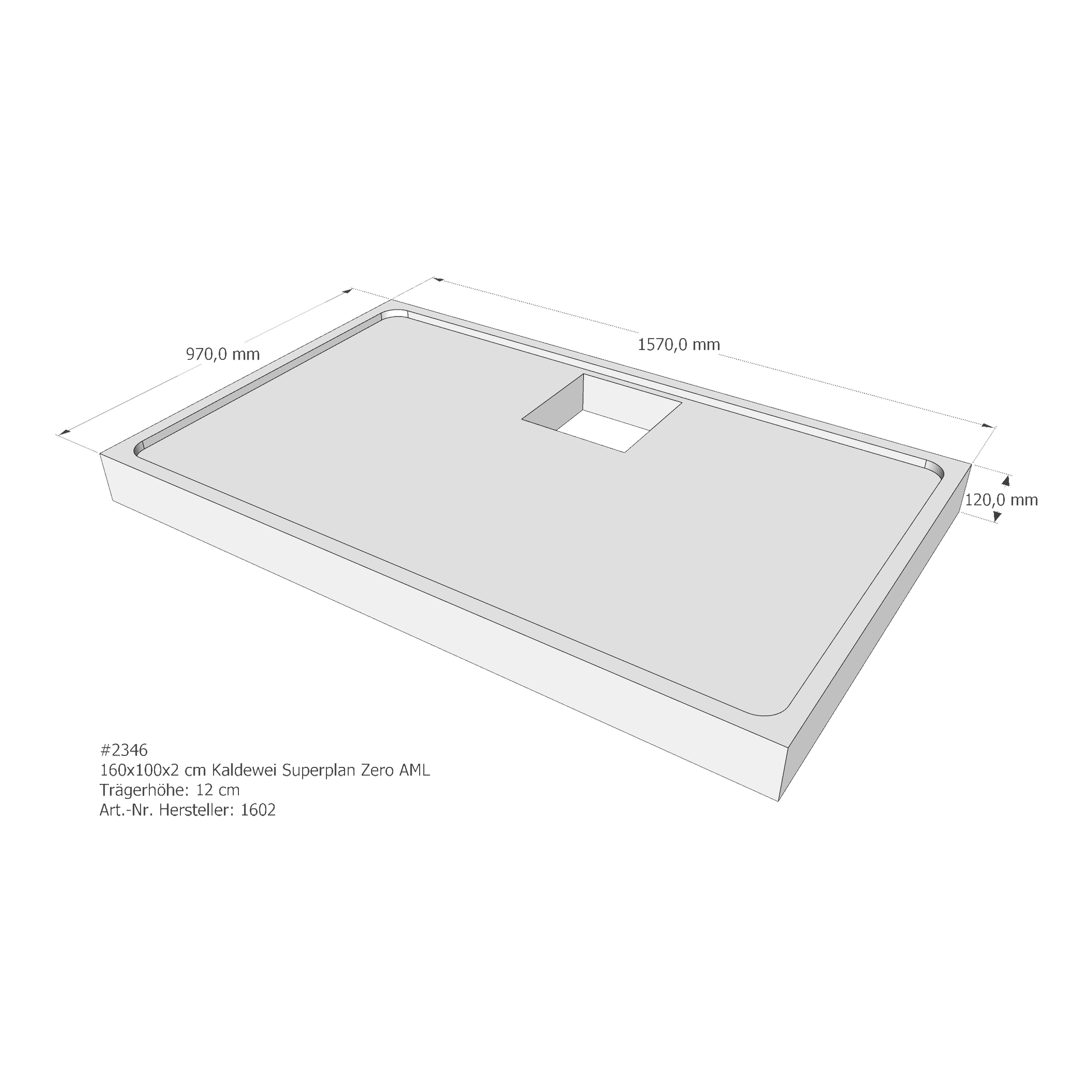 Duschwannenträger für Kaldewei Superplan Zero 160 × 100 × 2 cm