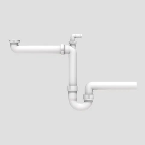 Sanit Raumsparsiphon mit 1 Geräteanschluss G 1 1/2″ × 40 in Edelstahl (gebürstet)